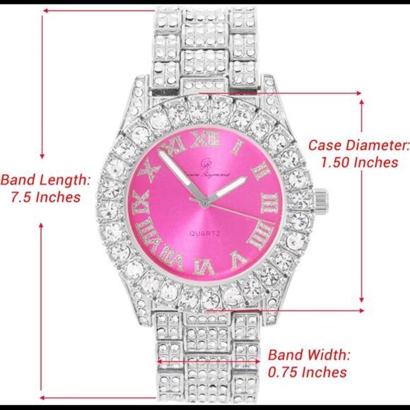 Women\'s Big Rocks Bezel Colored Dial with Roman Numerals Fully Iced Out Watch main image 6